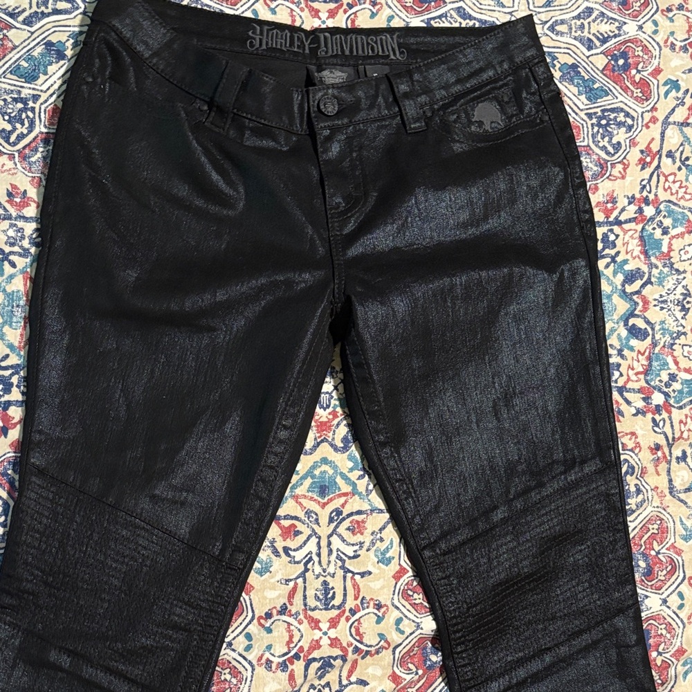NWOT Harley-Davidson Shiny Black Moto Jeans